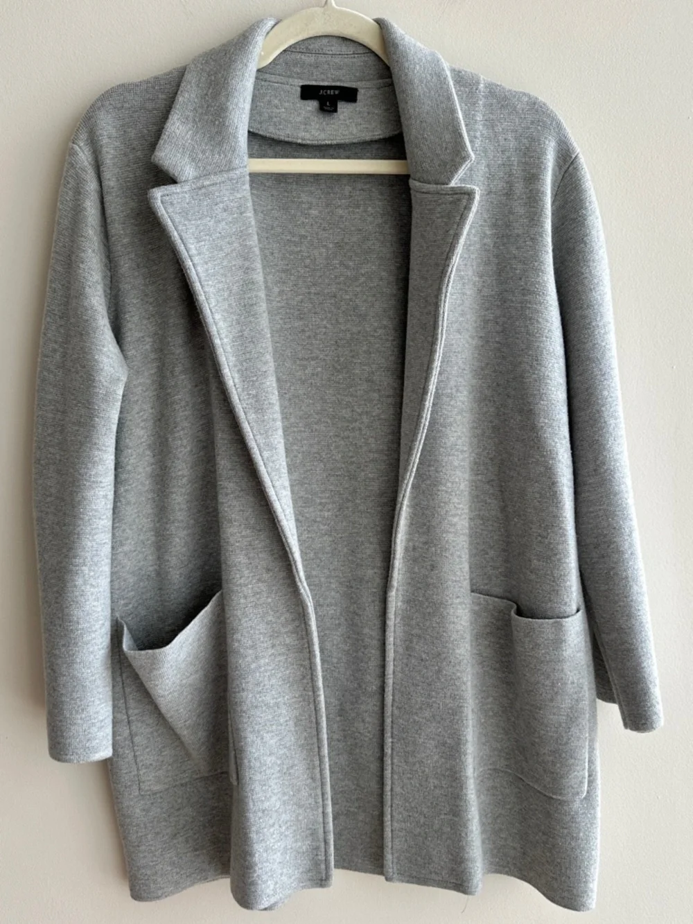 J. Crew Sophie Open-Front Sweater Blazer in Heather Grey, Size Large